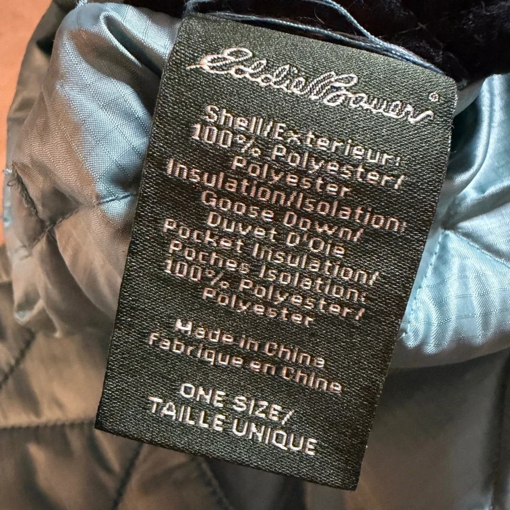 Eddie Bauer Quilted Down Scarf Women OS Teal Blue Puffer Hand Pockets 3309